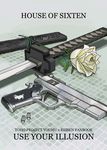  bullet bunny crescent_moon english flower gun guns_n'_roses handgun hilt katana moon no_humans pistol rose sheath sword touhou weapon white_flower white_rose 