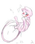  blush cry cum masturbation mew no_humans pokemon pussy simple_background solo tail 