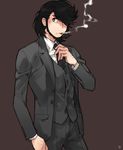  bad_id bad_pixiv_id cigarette facial_hair formal jigen_daisuke lupin_iii male_focus necktie smoking solo suit toujou_sakana 