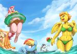  2015 absurd_res amber_eyes anthro anthrofied audrarius beach_ball bikini blue_eyes blue_hair clothing cloud earth_pony equine female fluttershy_(mlp) friendship_is_magic fur green_eyes group hair hi_res horse inner_tube male mammal multicolored_hair my_little_pony navel open_mouth outside pegasus pink_fur pink_hair pinkie_pie_(mlp) pony raft rainbow_dash_(mlp) rainbow_hair sky soarin_(mlp) spitfire_(mlp) swimsuit teal_eyes two_tone_hair water wings wonderbolts_(mlp) yellow_fur 