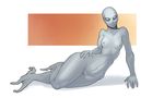  alien anthro arbuzbudesh female gray_alien hand_on_hip horizontal_pupils looking_at_viewer mouthless not_furry prehensile_feet pussy solo white_eyes wide_hips 