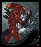  alien alien_(franchise) big_teeth bound deezmo deezmo_(character) dragon forced grin hair half-closed_eyes long_tail penetration penis purple_hair vaginal vaginal_penetration xenomorph 