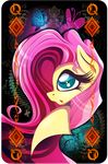  2015 arthropod blue_eyes butterfly card equine female fluttershy_(mlp) friendship_is_magic hair insect mammal my_little_pony pink_hair playing_card portrait rariedash solo 