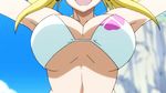  1girl animated animated_gif bikini blonde_hair brown_eyes earrings fairy_tail female female_only jewelry jumping lucy_heartfilia solo swimsuit twintails 