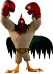  3d alpha_channel anthro arms_above_head avian bankivoide belt bird boxing boxing_gloves chicken claws feathers looking_at_viewer male official_art red_eyes smile solo sport un_gallo_con_muchos_huevos unknown_artist 