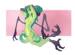  anthro arbuzbudesh breasts claws digitigrade female floating hands_behind_head monster multi_limb multiple_arms pink_eyes prehensile_feet pussy solo tentacles wide_hips 