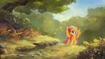  2015 aeronjvl ajvl arthropod blue_eyes butterfly equine female feral fluttershy_(mlp) friendship_is_magic hair hi_res insect long_hair mammal my_little_pony outside pegasus pink_hair solo tree wings 