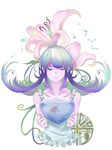  aqua_hair blue_hair closed_eyes collarbone commentary_request crying eyelashes fish flower gokuu_(acoloredpencil) gradient_hair lily_(flower) long_hair multicolored_hair original simple_background smile solo tears water white_background 