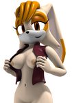  3d anthro big_breasts breasts brown_eyes brown_hair cgi clothed clothing digital_media_(artwork) earthwinddk2 erect_nipples female hair half-dressed lagomorph looking_at_viewer mammal mature_female mother nipples parent rabbit simple_background smile solo sonic_(series) undressing vanilla_the_rabbit 