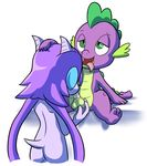  2015 anthro ball_fondling balls butt dragon female fondling freedom_planet friendship_is_magic goshaag horn male male/female my_little_pony nude oral penis sash_lilac spike_(mlp) video_games 