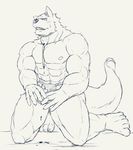  abs canine clothing fundoshi male mammal monochrome muscles solo tamura_kazumasa underwear 