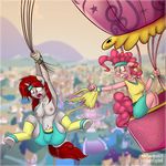  2015 aircraft anthro anthrofied balloon bandanna breasts clothed clothing duo earth_pony english_text equine fan_character female friendship_is_magic hair half-dressed horn horse hot_air_balloon jcosneverexisted mammal my_little_pony nipples outside pinkie_pie_(mlp) pony red_hair scared text torn_clothing underwear unicorn wardrobe_malfunction 