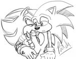  2010 balls clothing cum fakerface gloves monochrome oral penis shadow_the_hedgehog sonic_(series) sonic_the_hedgehog 