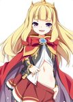  blonde_hair cagliostro_(granblue_fantasy) granblue_fantasy long_hair purple_eyes shirasu_youichi skirt skirt_pull solo 