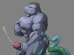  abs anal anal_penetration anthro areola balls butt eyes_closed from_behind grey_background machoke maldu male manly masturbation muscles nintendo nipple_play nipples nude pecs penetration penis pok&eacute;mon sharp_teeth simple_background solo standing sweat teeth tentacles thick_penis thick_thighs video_games 