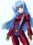  blue_hair bodysuit kula_diamond long_hair nishiumi_yuuta red_eyes solo the_king_of_fighters 
