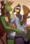  anthro avian beak bird black_feathers blue_feathers brown_eyes brown_feathers brown_hair brown_scales claws couple duo embrace eye_contact feathers female green_scales hair hand_on_back hand_on_butt hand_on_chest harlem hindpaw horn hug interspecies intimate male male/female multicolored_feathers multicolored_scales nude paws penis plover precum scales scalie smile soles talons toe_claws toe_curl two_tone_scales verd white_feathers white_sclera wings 