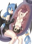 bad_end blue_hair defeat demon_girl monster_girl simple_background tail_vore vore yuri 