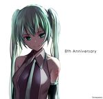  artist_name detached_sleeves famepeera green_eyes green_hair hatsune_miku long_hair looking_at_viewer necktie simple_background smile solo twintails vocaloid white_background 