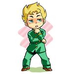  blonde_hair full_body gakuran hirose_koichi jojo_no_kimyou_na_bouken loafers male_focus school_uniform sen_(pixiv111638) shoes simple_background solo standing striped_background 