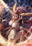  bad_id bad_pixiv_id breasts dragon_girl dragon_horns dragon_wings elbow_gloves fingerless_gloves fire gloves highres horns large_breasts long_hair purple_hair puzzle_&amp;_dragons red_eyes solo sonia_(p&amp;d) sword weapon wings zeroshiki_kouichi 