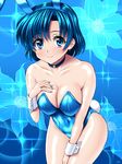  animal_ears bishoujo_senshi_sailor_moon blue_eyes blue_hair breasts bunny_ears bunny_tail bunnysuit choker cleavage hand_on_own_chest large_breasts mizuno_ami sen_(sansui) short_hair solo tail wrist_cuffs 