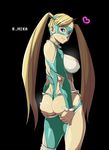  absurdres ass ass_grab back blonde_hair blue_eyes blue_leotard breasts grabbing_own_ass highres killy_rock large_breasts leotard long_hair mask rainbow_mika solo street_fighter street_fighter_v twintails 