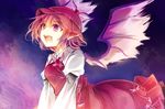  animal_ears bird_wings brown_dress dress hat juliet_sleeves kutsuki_kai long_sleeves mystia_lorelei open_mouth pink_eyes pink_hair puffy_sleeves shirt solo teeth touhou wings 