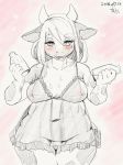  anthro belly blush bovine breasts cattle clothing female horn kame_3 lingerie mammal medium_breasts milk navel nipples overweight overweight_female pussy seductive slightly_chubby solo thick_thighs voluptuous wide_hips 
