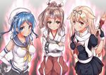  bad_id bad_pixiv_id blonde_hair blue_eyes blue_hair brown_eyes brown_hair elbow_gloves gloves hair_flaps japanese_clothes kantai_collection long_hair marisasu_(marisa0904) multiple_girls ponytail red_eyes remodel_(kantai_collection) scarf school_uniform serafuku urakaze_(kantai_collection) yellow_neckwear yuudachi_(kantai_collection) zuihou_(kantai_collection) 