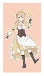  1girl black_eyes blonde_hair breasts cosplay female fire_emblem fire_emblem_if long_hair nintendo ophelia_(fire_emblem_if) simple_background smile solo 