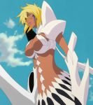  1girl arrancar bleach blonde_hair breasts cloud dark_skin espada female green_eyes resurreccion screencap skirt sky solo stitched tier_harribel 