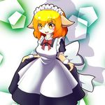  artist_request blonde_hair cat clothes clothing excited furry gradient gradient_background maid short_hair solo 