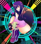  1girl cyborg female ghost_in_the_shell ghost_in_the_shell_stand_alone_complex jacket kusanagi_motoko looking_at_viewer purple_hair short_hair smile 