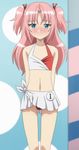  arikawa_hime arms_behind_back blue_eyes blush bulge crossdressing embarrassed gradient gradient_background himegoto long_hair navel panties pantyshot pink_hair sarong solo swimsuit trap twintails two_side_up underwear 