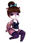  animal_crossing anthro catfuk123 clothing female fishnet legwear lingerie looking_at_viewer lottie nintendo simple_background sitting smile solo thigh_highs video_games 