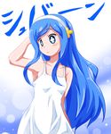  1girl blue_eyes blue_hair blush commentary_request hairband himouto!_umaru-chan long_hair open_mouth shishinon solo symbol-shaped_pupils tachibana_sylphynford 