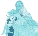  1boy 1girl aisutabeta aqua_(fire_emblem_if) artist_request ass breasts couple female fire_emblem fire_emblem_if kamui_(fire_emblem) long_hair monochrome my_unit_(fire_emblem_if) nintendo pointy_ears simple_background 