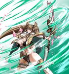  aiming alternate_breast_size animal_ears arrow bow_(weapon) breasts brown_hair cleavage drawing_bow erune granblue_fantasy hair_ornament highres holding holding_arrow holding_bow_(weapon) holding_weapon jewelry large_breasts leotard long_hair metera_(granblue_fantasy) outstretched_arm solo thighhighs torii5011 weapon 