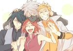  3boys bad_id bad_pixiv_id black_hair blonde_hair closed_eyes haruno_sakura hatake_kakashi mask multiple_boys naruto naruto_(series) pink_hair scar short_hair silver_hair smile team7 uchiha_sasuke uzumaki_naruto yuuki_chitose 