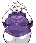  blush caprine clothing fangs female goat looking_at_viewer mammal mangneto overweight solo sweater thick_thighs toriel undertale wide_hips 