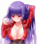  1girl akira_(natsumemo) breasts gym_leader large_breasts natsume_(pokemon) pokemon purple_hair 