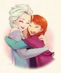  anna_(frozen) blonde_hair braid closed_eyes elsa_(frozen) frozen_(disney) happy hug md5_mismatch multiple_girls seylyn siblings sisters smile 