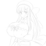  1girl blush breasts cleavage huge_breasts jadf looking_at_viewer monochrome senran_kagura solo yomi_(senran_kagura) 