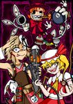  :p absurdres avery_(skullgirls) bags_under_eyes bandaid bandaid_on_nose bare_shoulders blonde_hair blue_eyes bomb borderlands borderlands_2 bow cake cigar commentary_request crazy_eyes crossover dress dynamite explosive extra_eyes eye_socket fangs flandre_scarlet food george_the_bomb gloves grenade grin gun gunsou hair_ornament handgun hat highres holding holding_weapon laevatein looking_at_viewer mask mask_on_head mechanical_arms multiple_girls open_mouth orange_hair peacock_(skullgirls) red_eyes revolver ribbon rocket sharp_teeth short_hair side_ponytail skullgirls smile stuffed_animal stuffed_toy teeth tiny_tina tongue tongue_out top_hat touhou trait_connection tray weapon white_gloves wings 