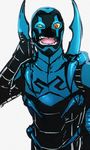  1boy armor blue_beetle dc_comics jamie_reyes male_focus open_mouth power_armor simple_background solo tetu yellow_eyes 