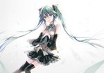  bad_id bad_pixiv_id detached_sleeves green_eyes green_hair hatsune_miku long_hair looking_at_viewer necktie nennen skirt solo thighhighs twintails very_long_hair vocaloid 
