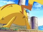  action animated animated_gif aura battle energy fake_pokemon injury mewtwo nintendo pain pikachu pokemon pokemon_(anime) running serious sky tackle tail violence 