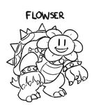  bowser english_text flora_fauna flowey_the_flower male mario_bros monochrome nintendo plant solo text undertale unknown_artist video_games 