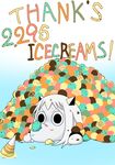  buried engrish food food_on_body food_on_face frown gradient gradient_background horns ice_cream ice_cream_cone ice_cream_cone_spill ice_cream_on_face kantai_collection moomin muppo no_humans northern_ocean_hime nose ranguage sazanami_konami spill too_many too_many_scoops white_skin 